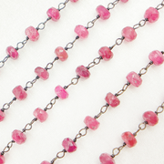 Pink Tourmaline Oxidized Wire Chain
