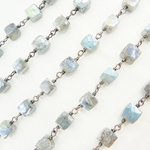 Load image into Gallery viewer, Coated Labradorite Cube Shape Oxidized Wire Chain. CLB50
