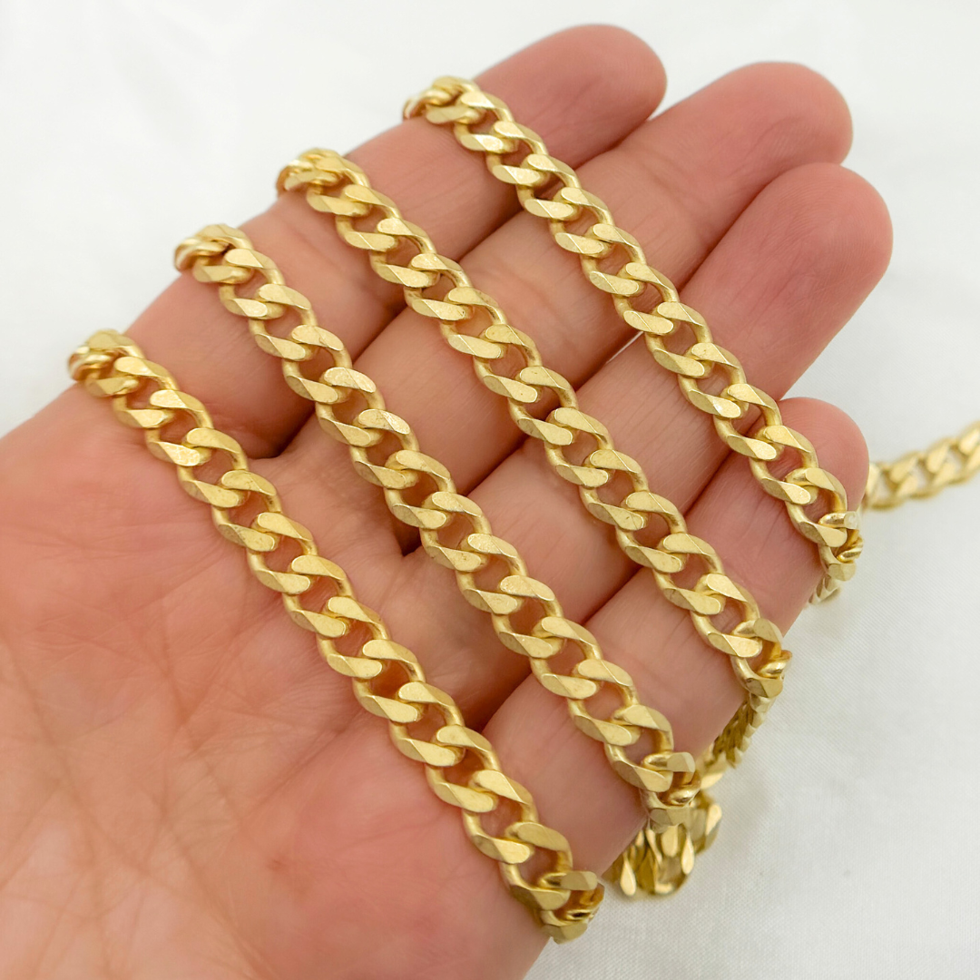 Gold Plated 925 Sterling Silver Matte Curb Chain. V126GPM