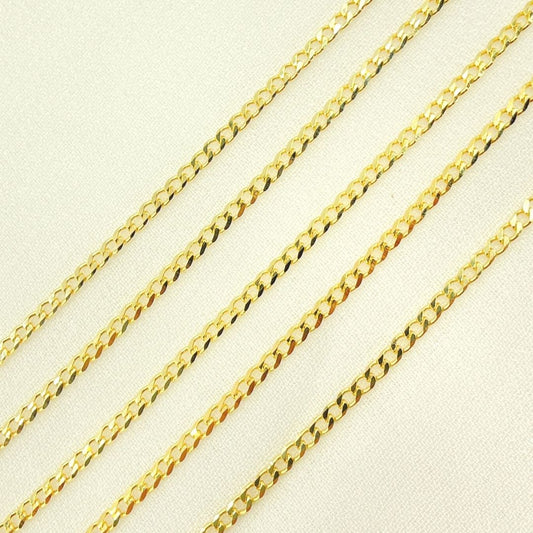 14K Solid Gold Flat Cuban Links Chain