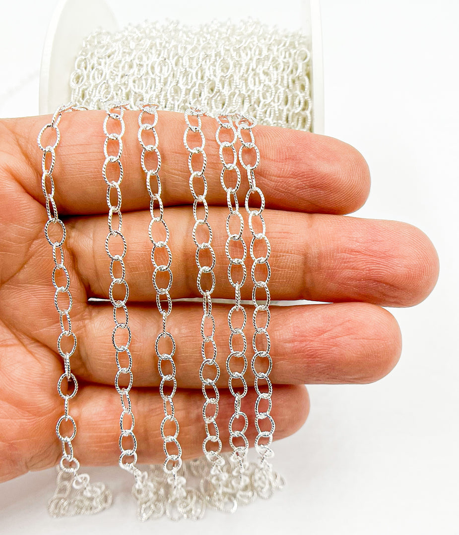 925 Sterling Silver Twisted RoundLink Chain. V105SS