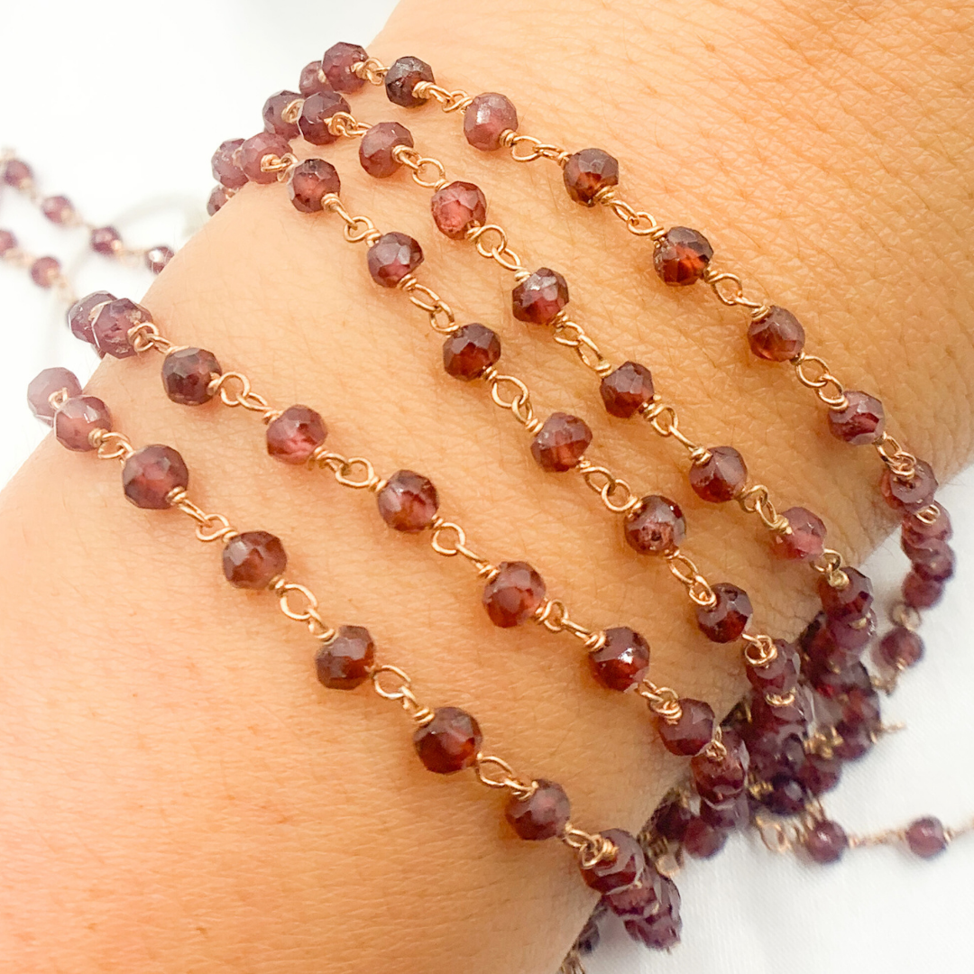 Garnet Rose Gold Plated Wire Chain