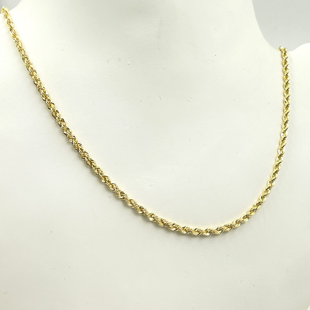 14K Solid Yellow Gold Rope Chain