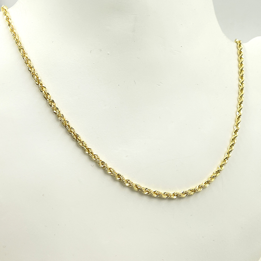 040CRDLG. 14K Solid Yellow Gold Rope Chain