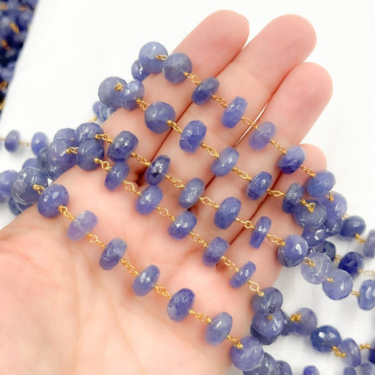 Tanzanite Gold Plated Wire Chain.