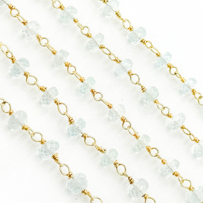 Aquamarine Gold Plated Wire Chain.