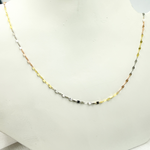 Load image into Gallery viewer, 026FV103H. 14K Solid Gold Tri-Color Flat Marina Chain
