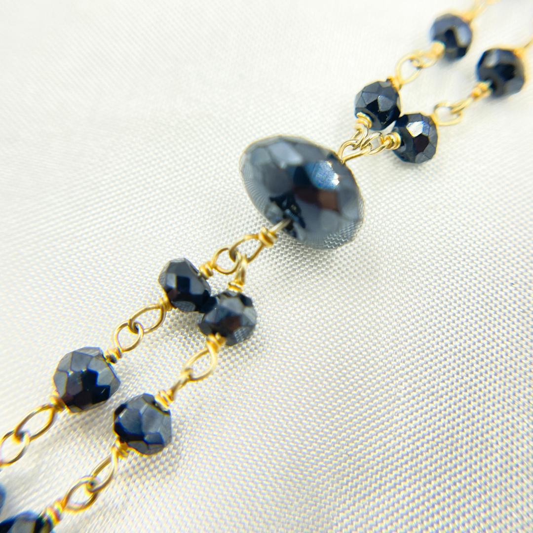 Coated Black Spinel Gold Plated Wire Chain.