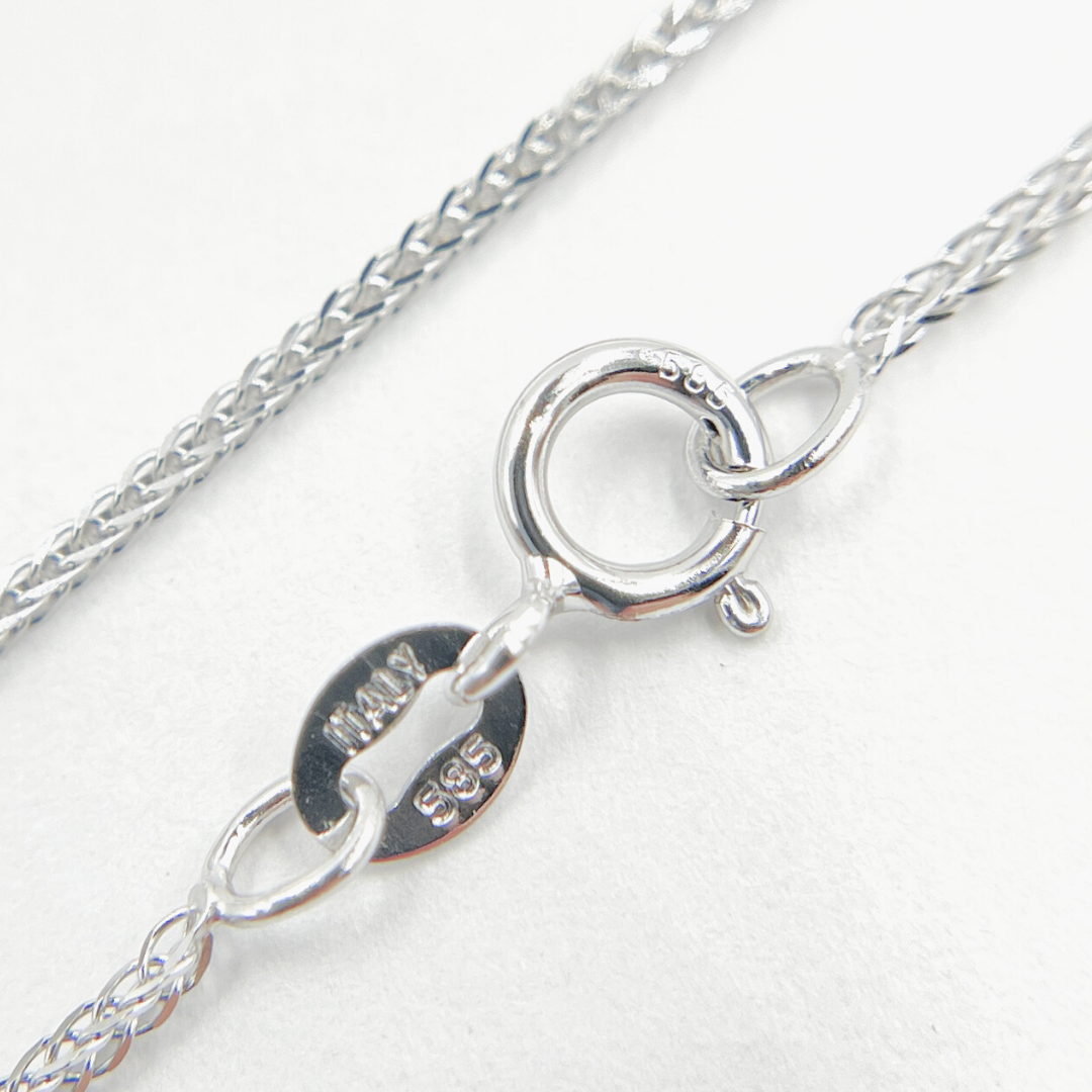 14K Solid White Gold Wheat Chain