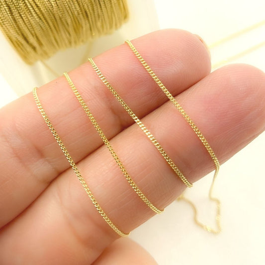 Solid Gold Flat Cable Link Chain