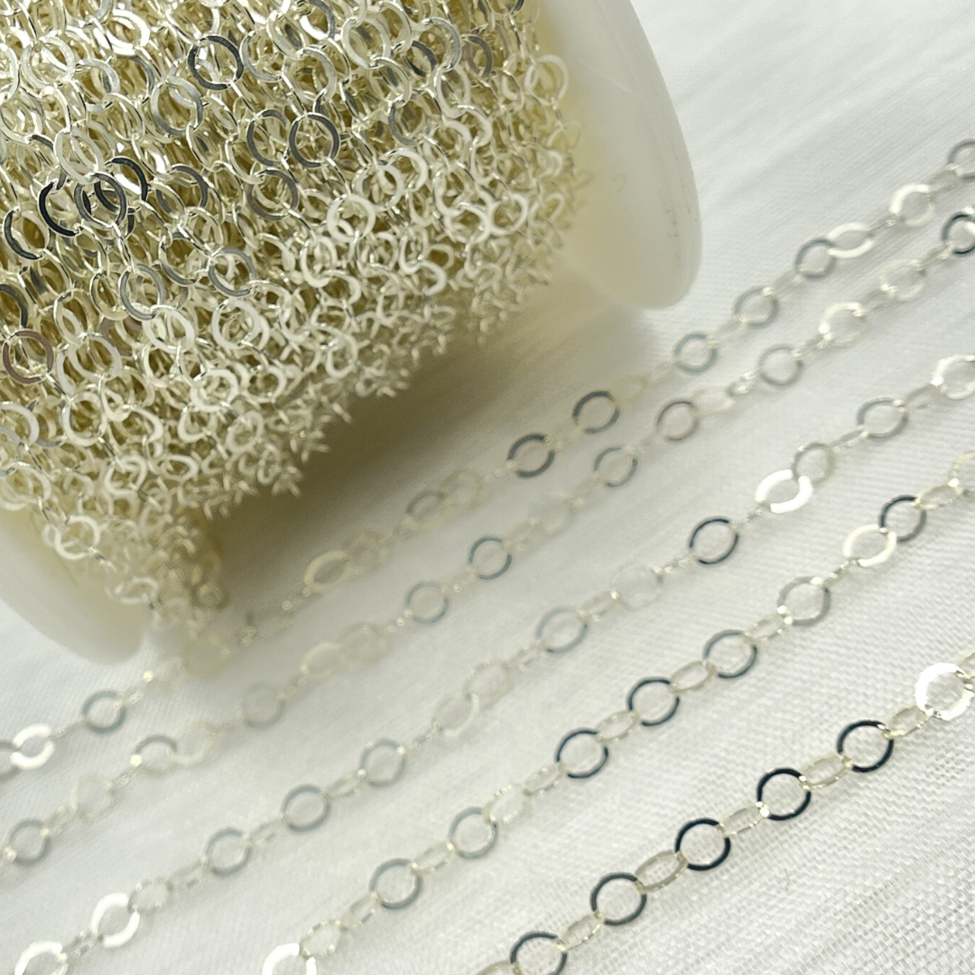 925 Sterling Silver Flat Oval Link Chain.