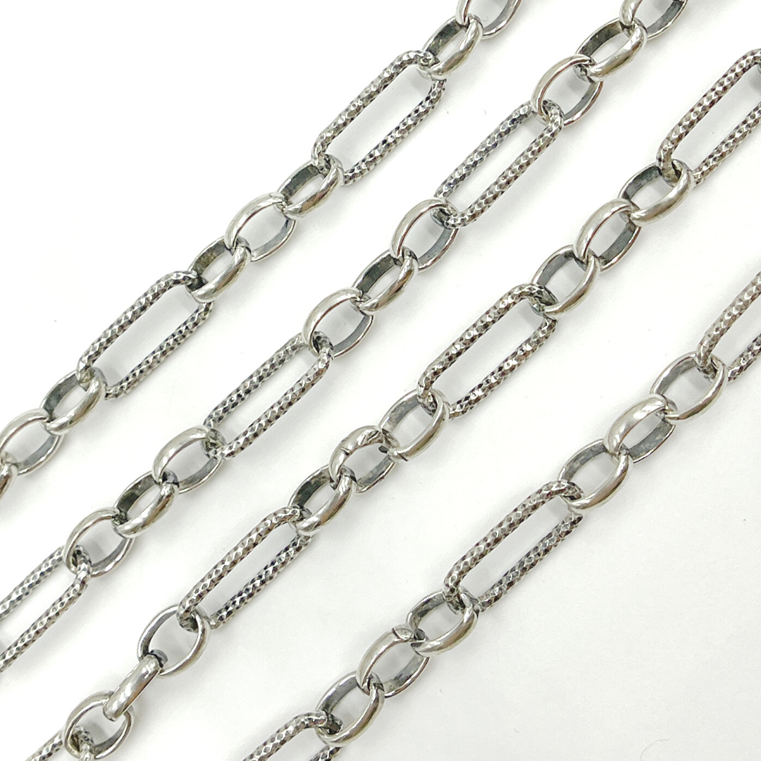 Oxidized Sterling Silver Long and Short Link Chain