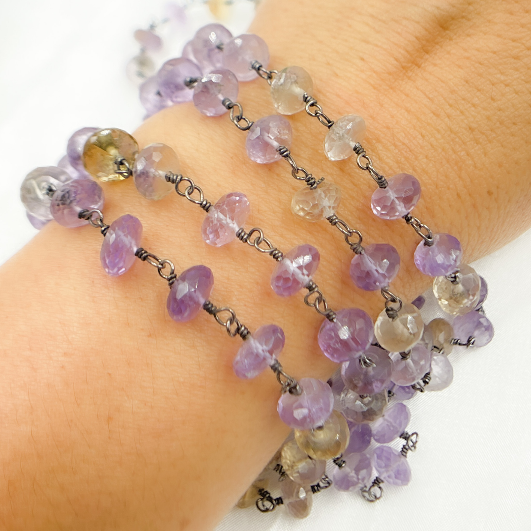 Ametrine Oxidized 925 Sterling Silver Wire Chain