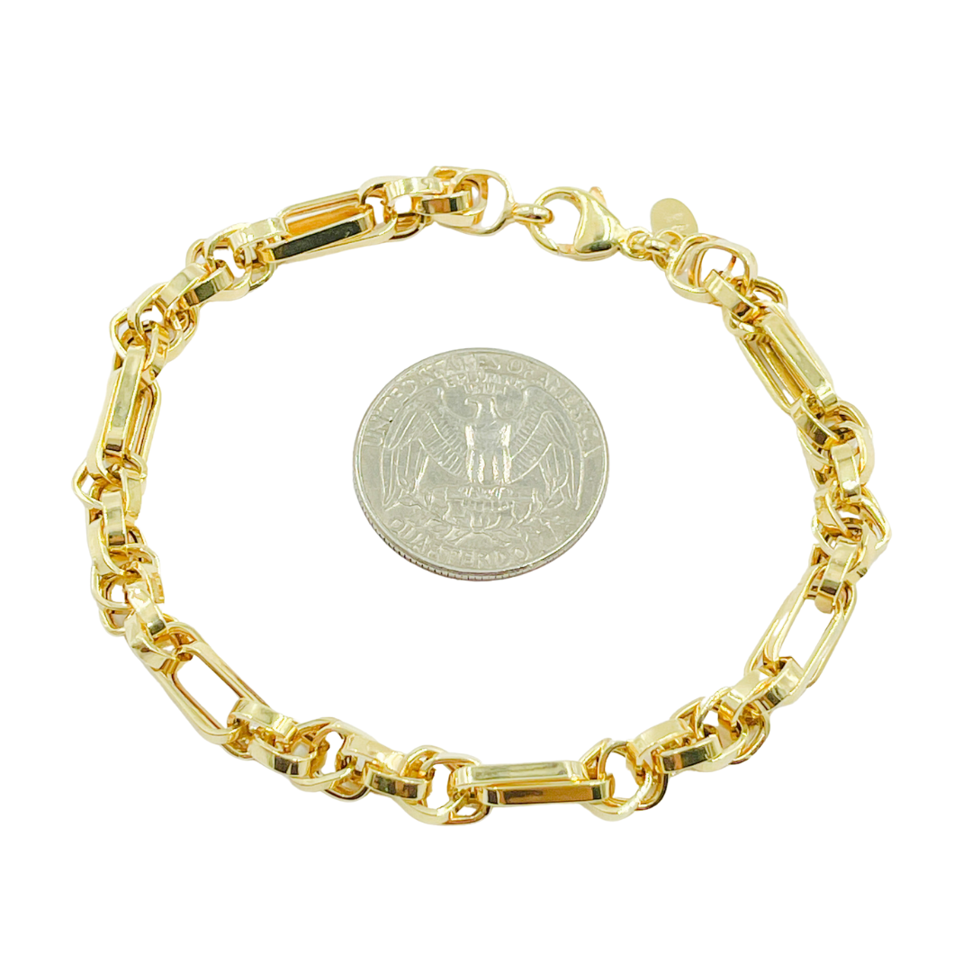 14k Solid Gold Box Bracelet