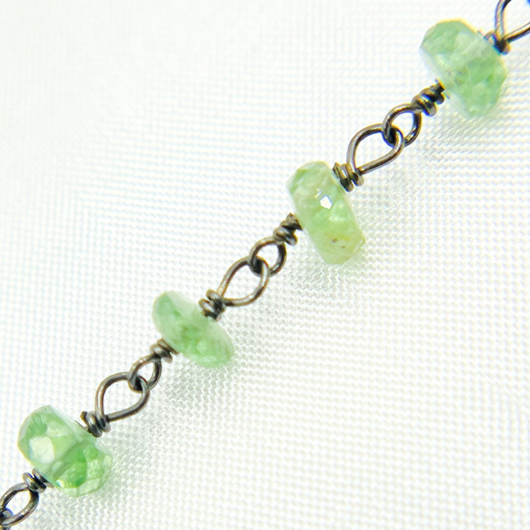 Green Kyanite Oxidized Wire Chain. KYA10