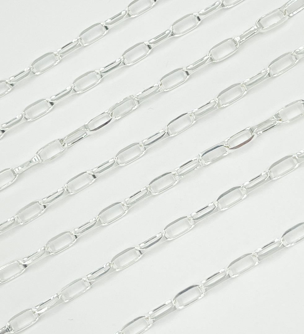 925 Sterling Silver Rectangular Link Chain. Y53SS