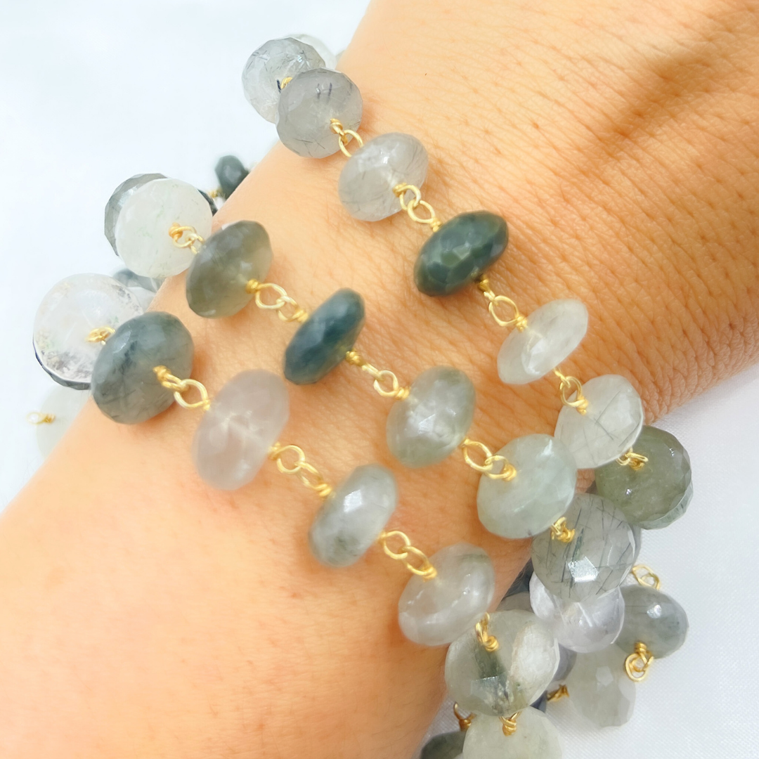 Green Rutile Gold Plated Wire Chain.