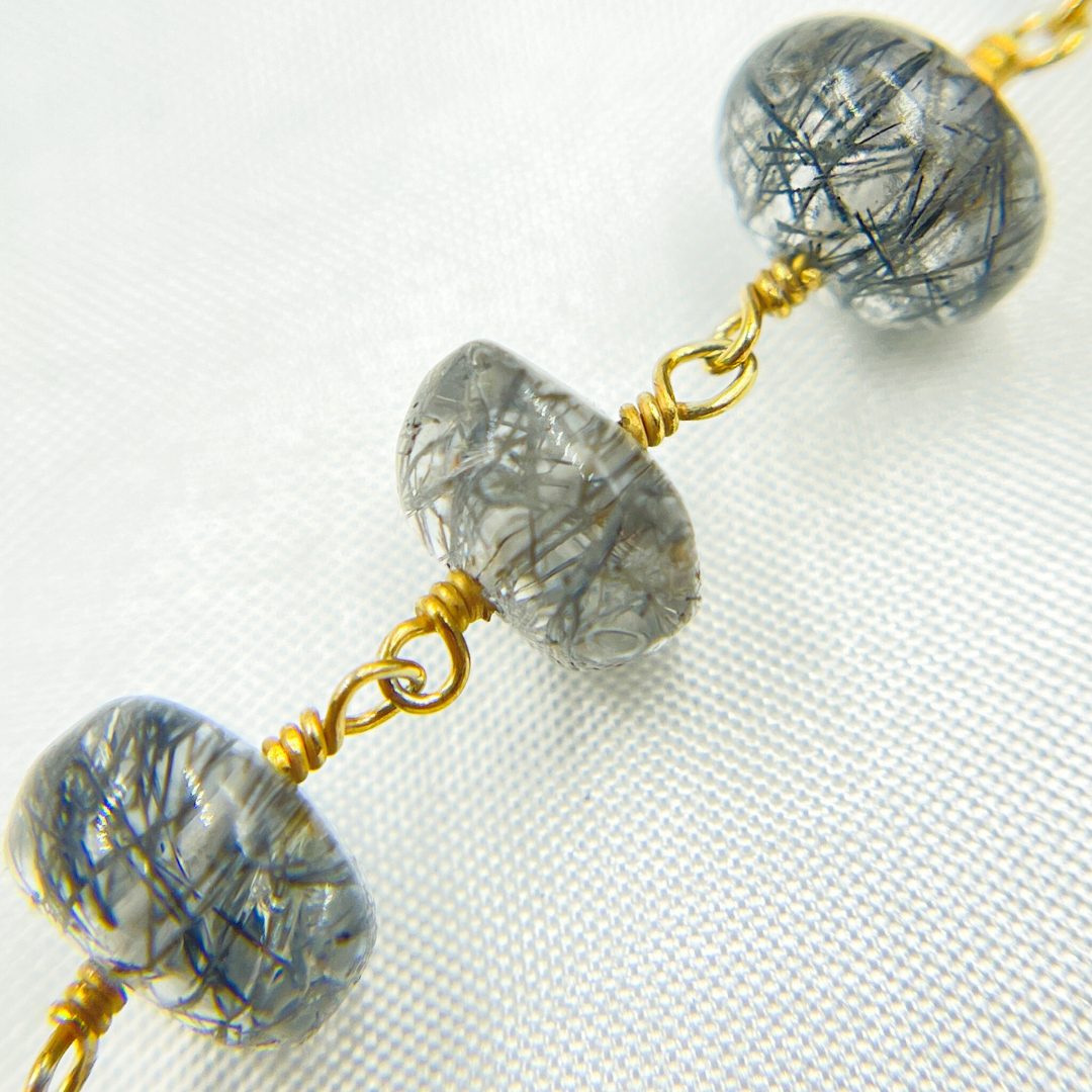 Black Rutile Round Shape Smooth Wire Chain.