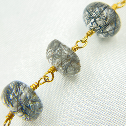 Black Rutile Round Shape Smooth Wire Chain.