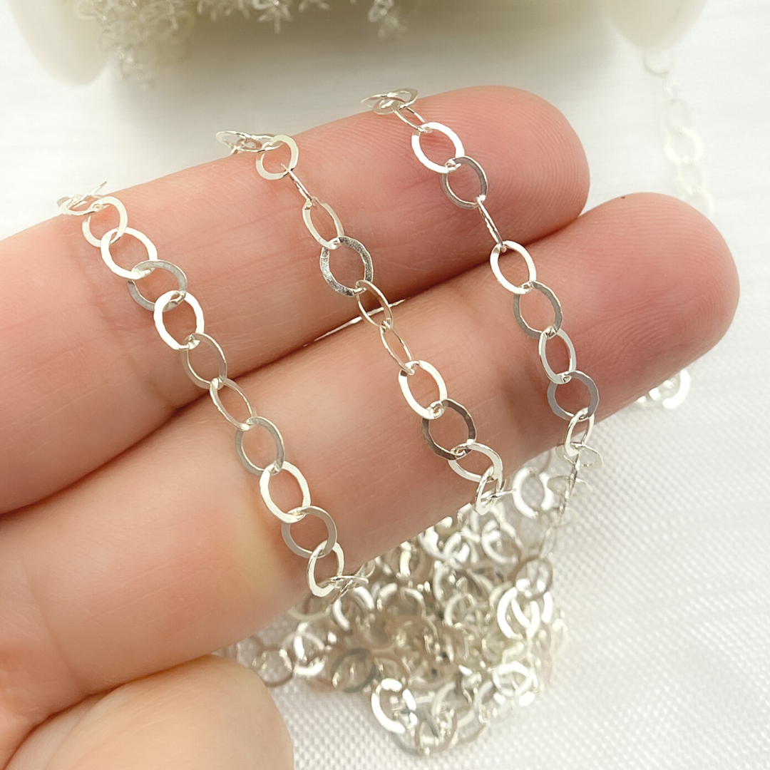 925 Sterling Silver Flat Oval Link Chain.