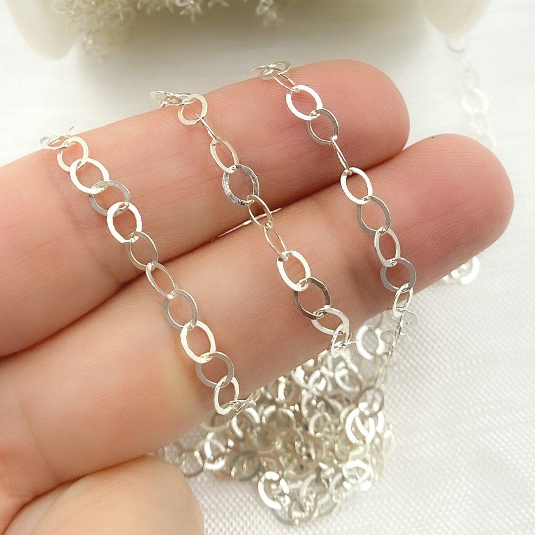 925 Sterling Silver Flat Oval Link Chain. 678FSS