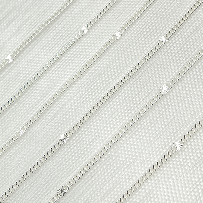 Sterling Silver Satellite Curb & Diamond Cut Marina Link Chain