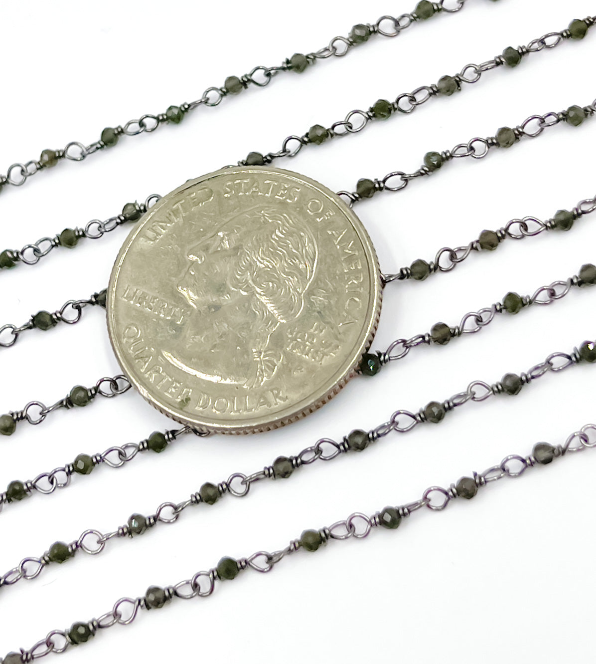 Black Moonstone Wire Wrap Chain. BMS3