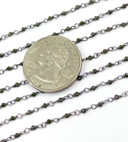Black Moonstone Wire Wrap Chain. BMS3