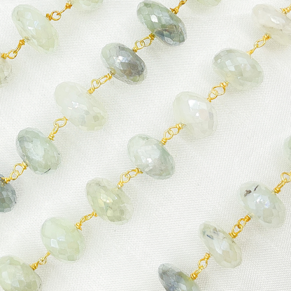 Coated Prehnite Gold Plated Wire Chain.
