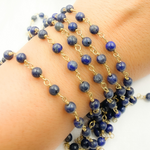 Load image into Gallery viewer, Lapis Lazuli Round Shape Gold Plated Wire Chain. LAP12
