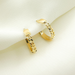 Load image into Gallery viewer, 14K Solid Gold Hoop with Flat and Curb section