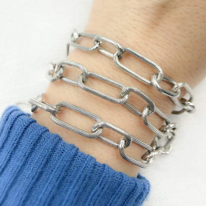 Oxidized Sterling Silver Paperclip Textured Link Chain