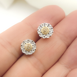 Load image into Gallery viewer, 14K Solid Gold and Diamonds Circle Earrings.