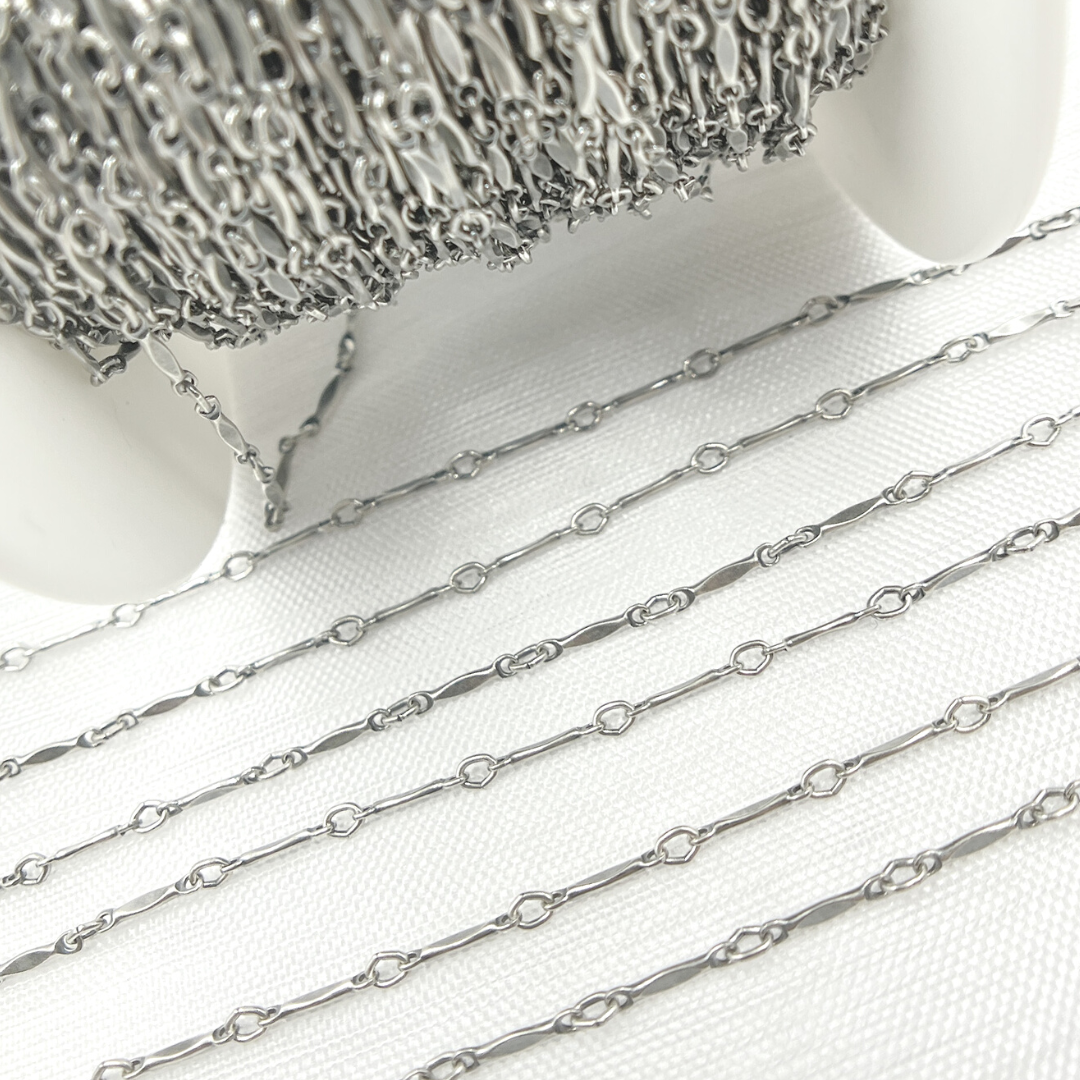 Oxidized Sterling Silver Dapped Bar Chain