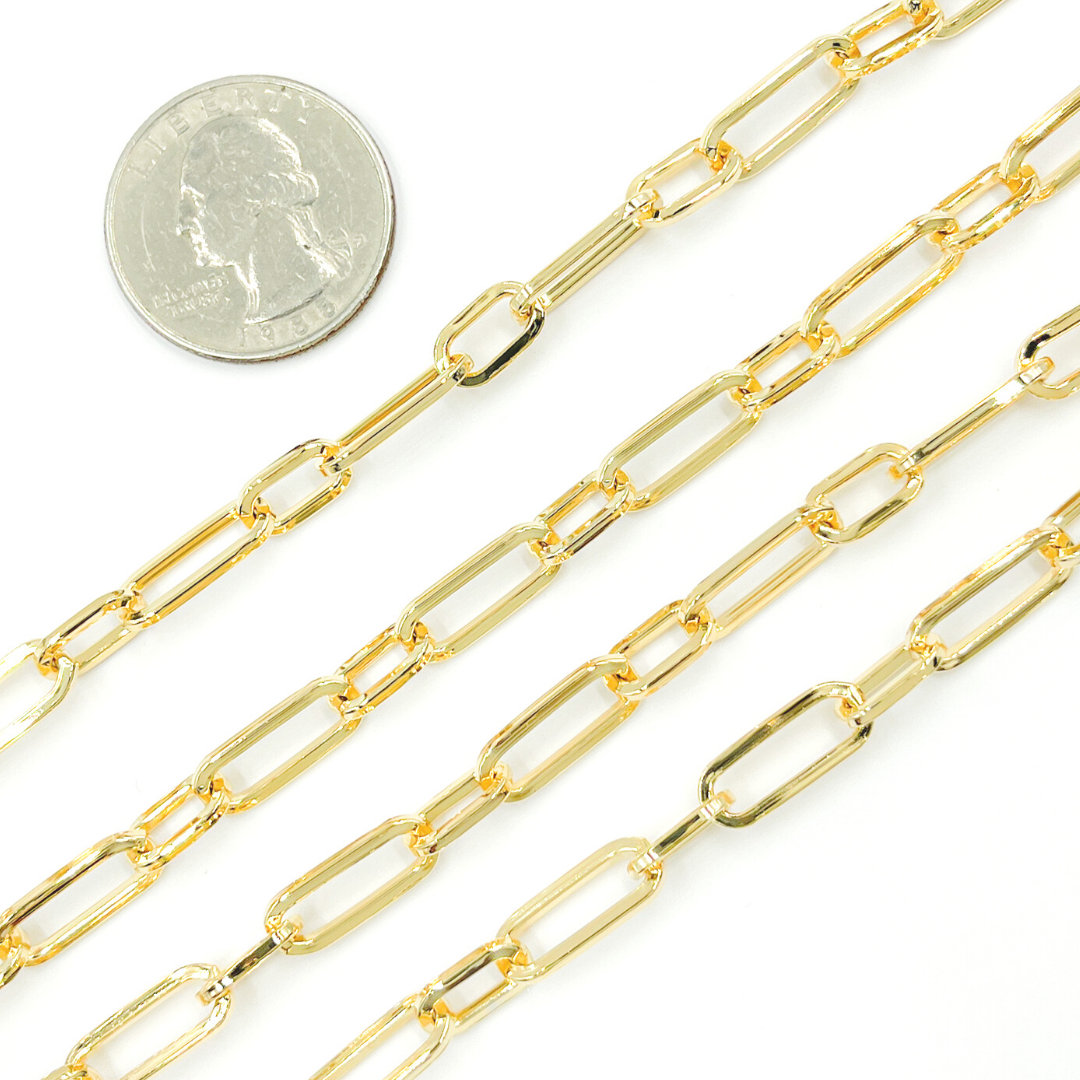 Gold Plated 925 Sterling Silver Flat Paper Clip Chain