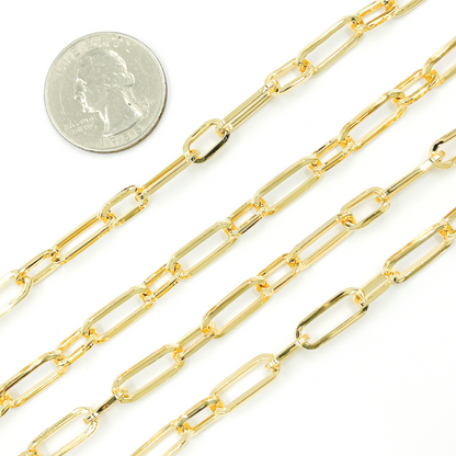 Gold Plated 925 Sterling Silver Flat Paper Clip Chain