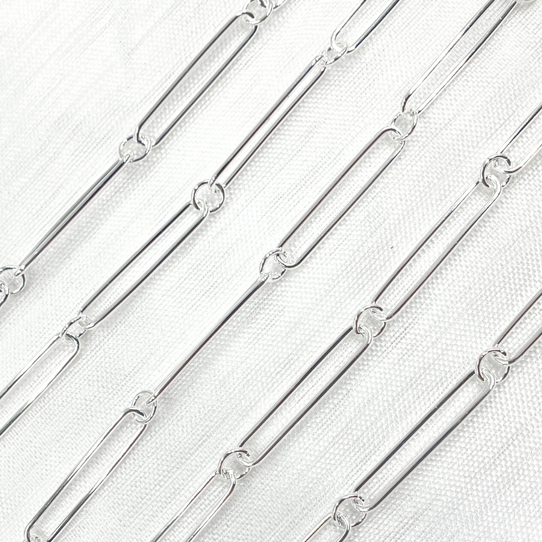 925 Sterling Silver Paperclip and Round Link Chain.