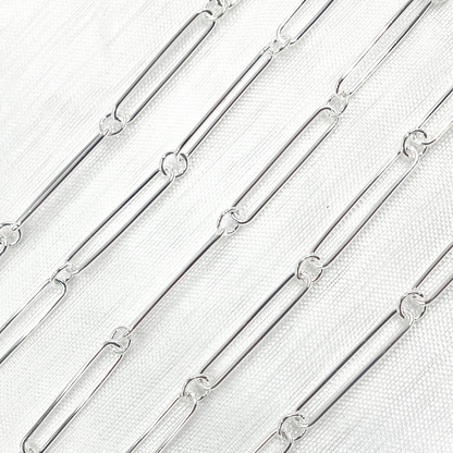 925 Sterling Silver Paperclip and Round Link Chain.
