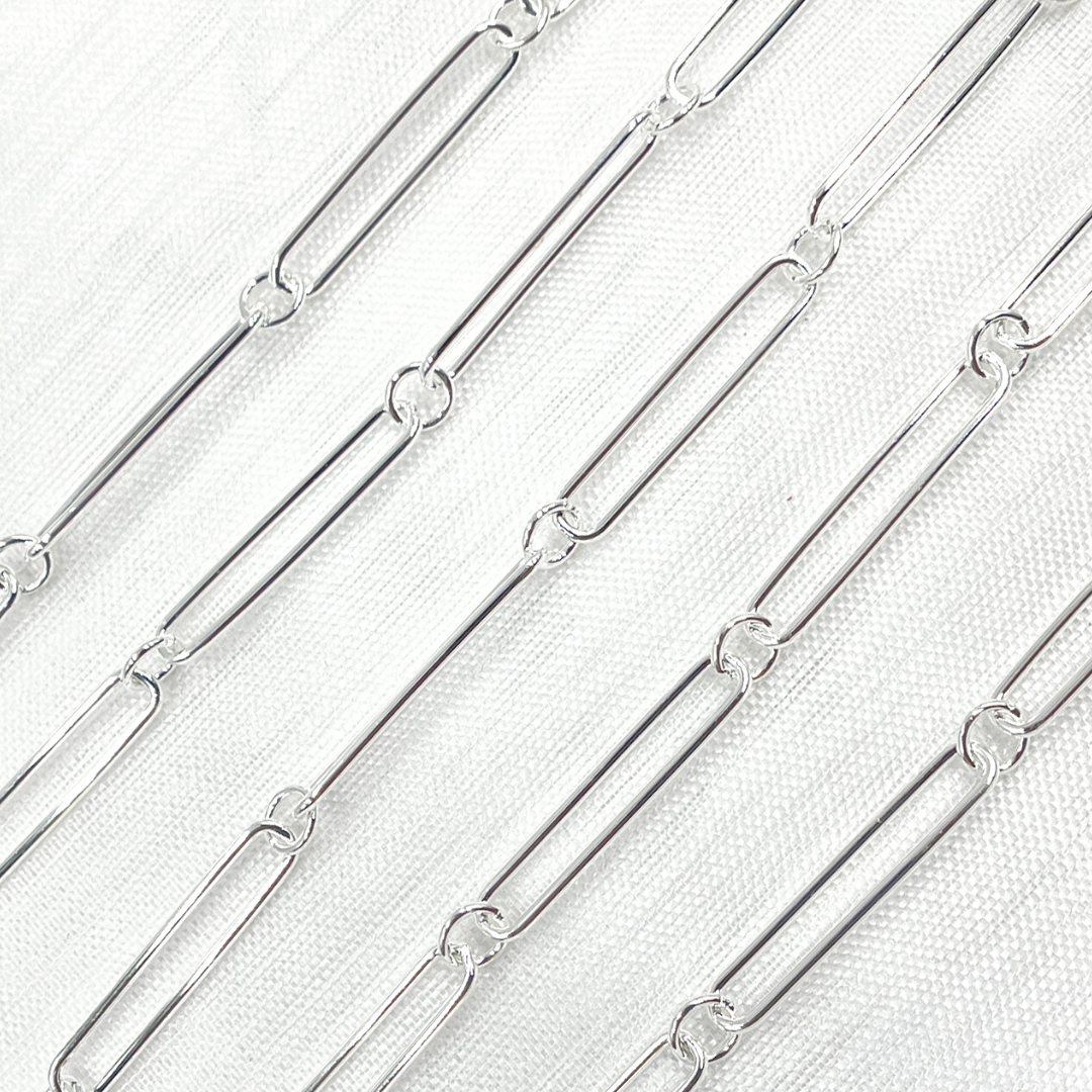 925 Sterling Silver Paperclip and Round Link Chain. V39SS