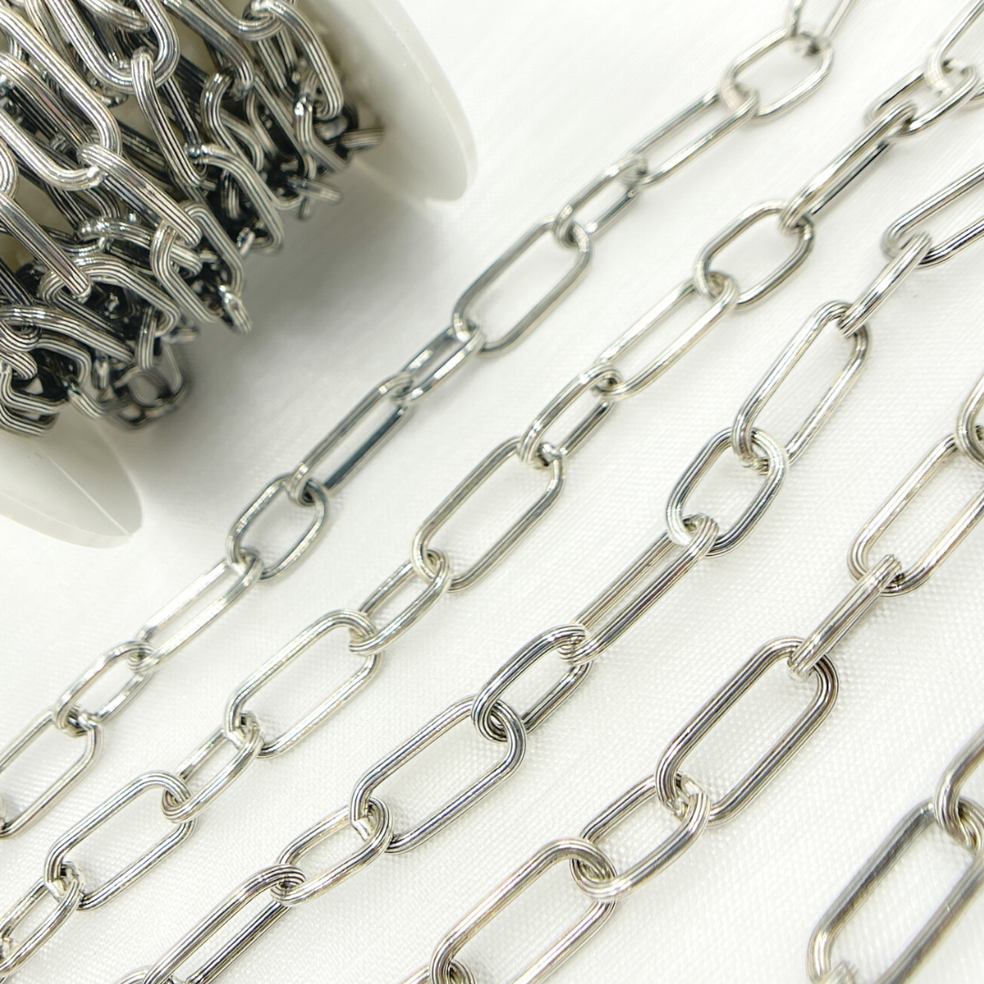 Oxidized Sterling Silver Paperclip Textured Link Chain