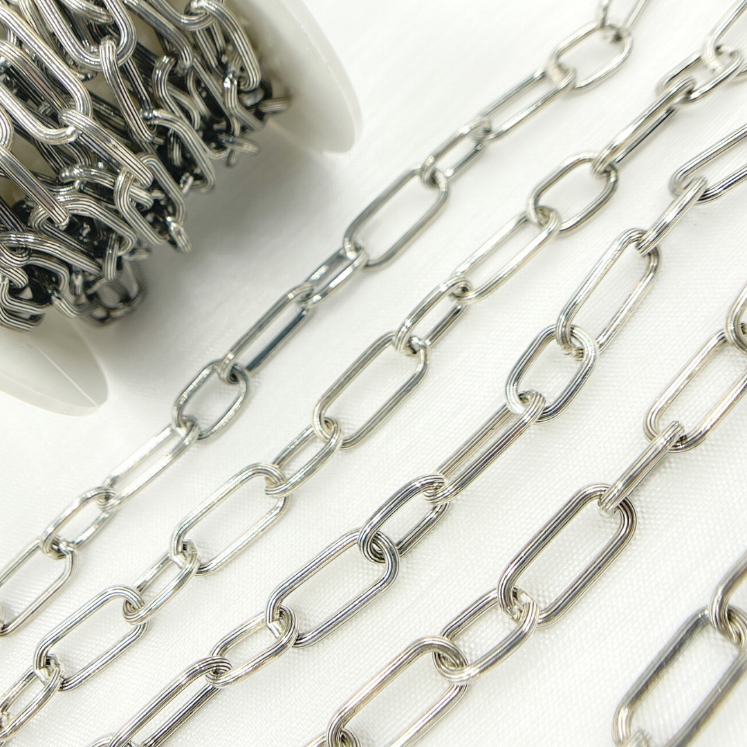 Oxidized 925 Sterling Silver Paperclip Textured Link Chain. V148OX