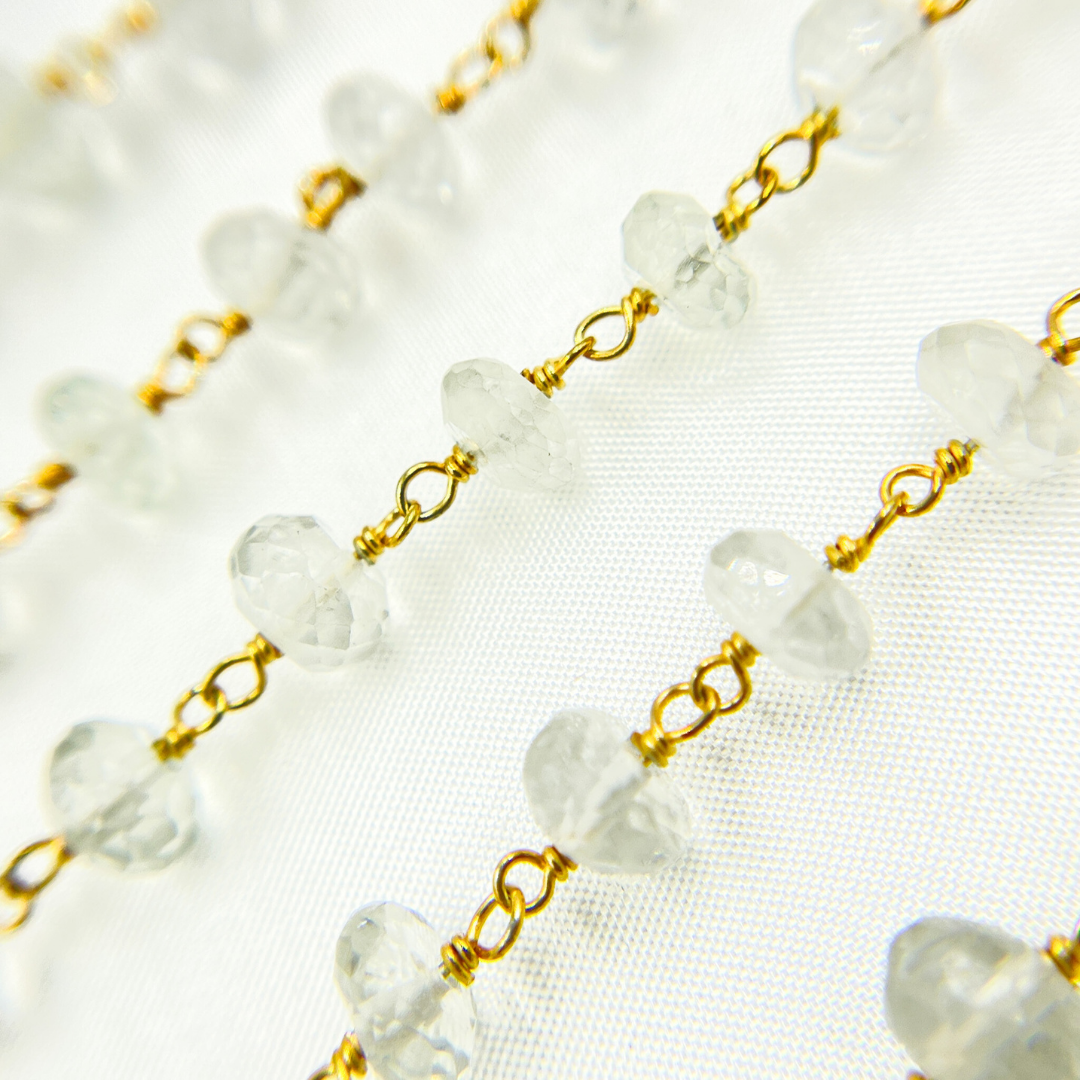 Crystal Rondel Gold Plated Wire Chain