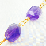 Load image into Gallery viewer, Amethyst Organic Shape Gold Plated Wire Chain.  AME29
