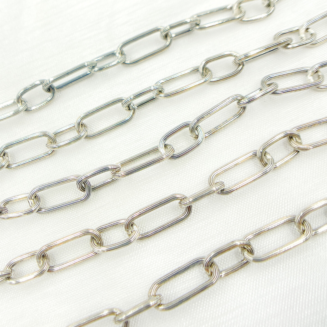 Oxidized Sterling Silver Paperclip Textured Link Chain