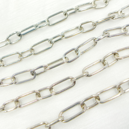 Oxidized Sterling Silver Paperclip Textured Link Chain
