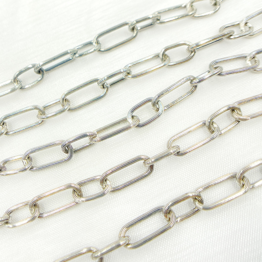 Oxidized 925 Sterling Silver Paperclip Textured Link Chain. V148OX