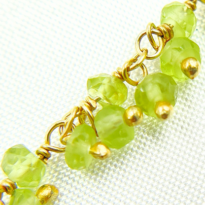 Peridot Cluster Dangle Gold Plated Wire Chain