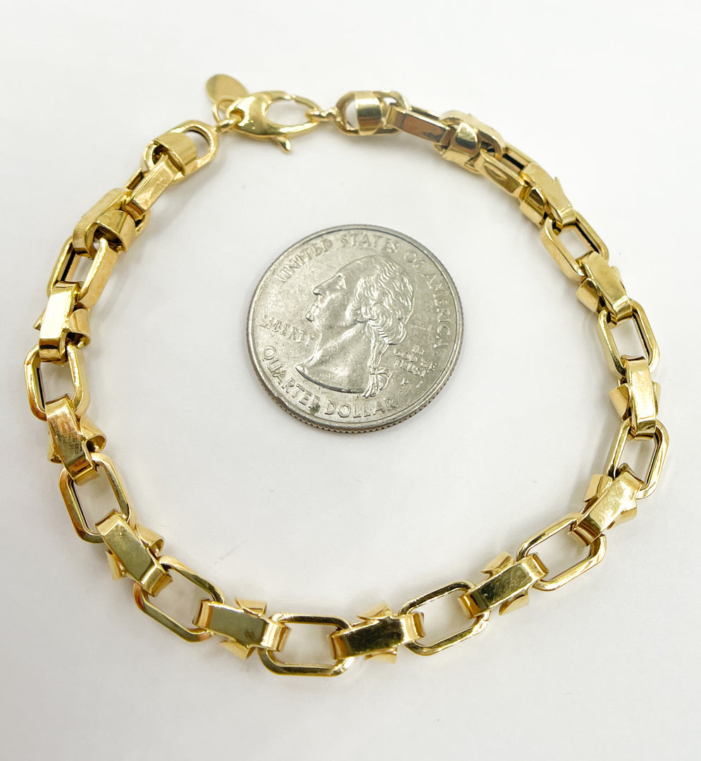 14K Solid Gold Box Bracelet