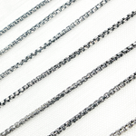 Load image into Gallery viewer, Black Rhodium &amp; White 925 Sterling Silver Diamond Cut Box Chain. X9ND
