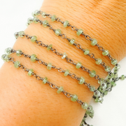 Green Kyanite Oxidized Wire Chain